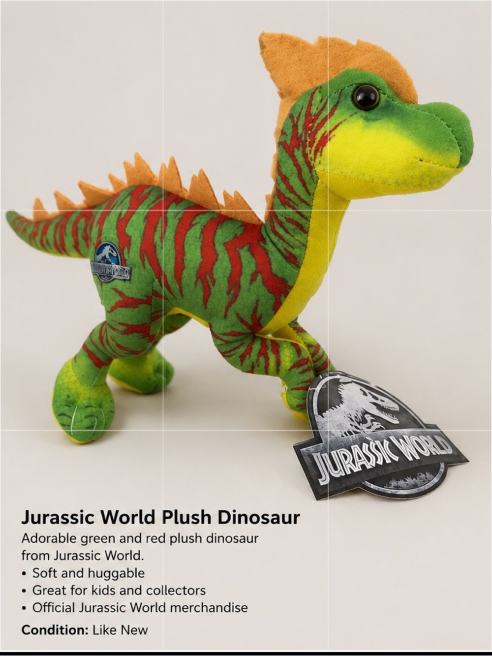 Jurrasic World Green & Red Plush Dinosaur - Universal Official